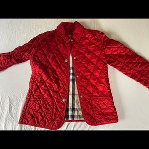 Red Burberry Diamond Quilted Coat Kids 8